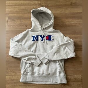 Vintage 90s NYC Champion Gray Hoodie Size Medium